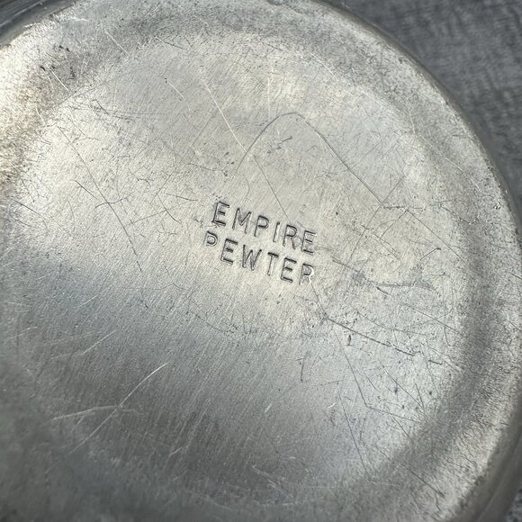 Vintage Empire Pewter Creamer & Sugar Bowl Marked Old Mark USA Primitive - Picture 16 of 16